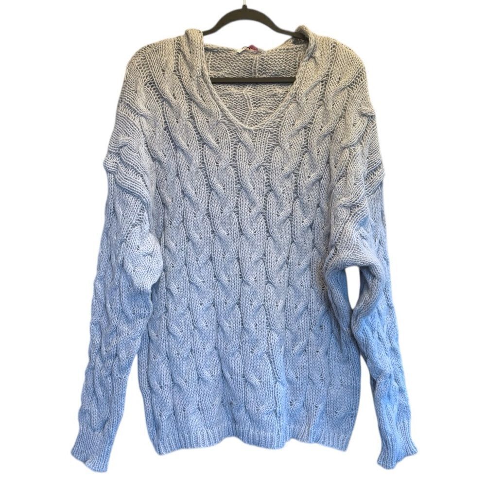 Gray Cable-Knit Hooded Sweater NWT - Woven Right - Picture 9 of 15